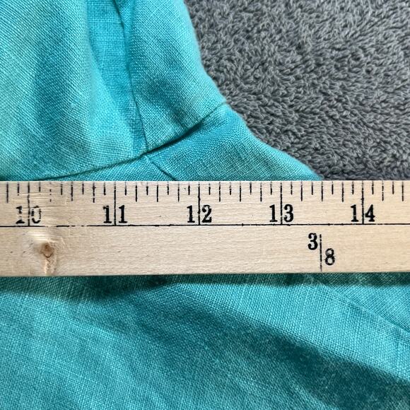 Hot Cotton Pants Womens Medium Blue‎ Linen Cropped Cargo Pockets Travel Vacation - Picture 9 of 10